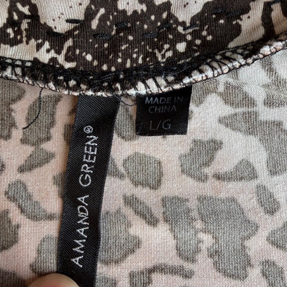 Amanda Green Animal Print Top Chain Neck Mixed Media Leopard Zebra Snakeskin L - Picture 6 of 6